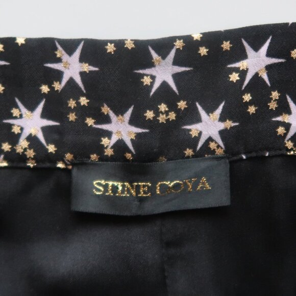 Stine Goya Star Print Midi Ruffle Skirt Black Gold Lavender Size S Party Festive - Picture 13 of 16